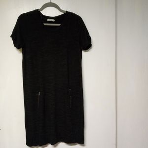 Dalia black shirt dress with zippers and a pocket